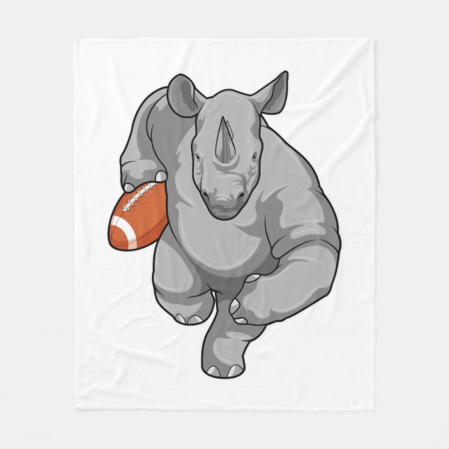 Rhino at Football Sports Fleece Blanket (Front)