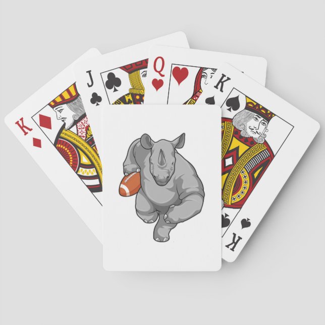 Rhino at Football Sports Playing Cards (Back)