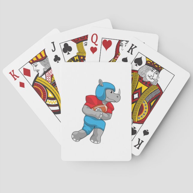 Rhino at Football Sports Playing Cards (Back)