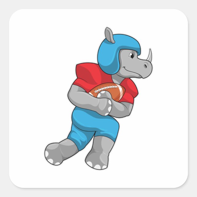 Rhino at Football Sports Square Sticker (Front)