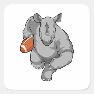 Rhino at Football Sports Square Sticker