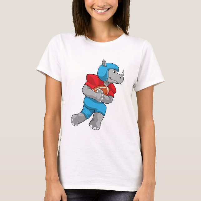 Rhino at Football Sports T-Shirt (Front)