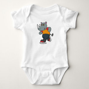 Rhino at Ice skating with Ice skates Baby Bodysuit
