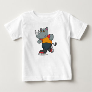 Rhino at Ice skating with Ice skates Baby T-Shirt