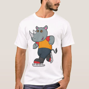 Rhino at Ice skating with Ice skates T-Shirt