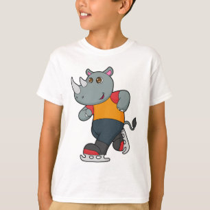 Rhino at Ice skating with Ice skates T-Shirt