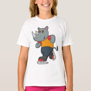 Rhino at Ice skating with Ice skates T-Shirt