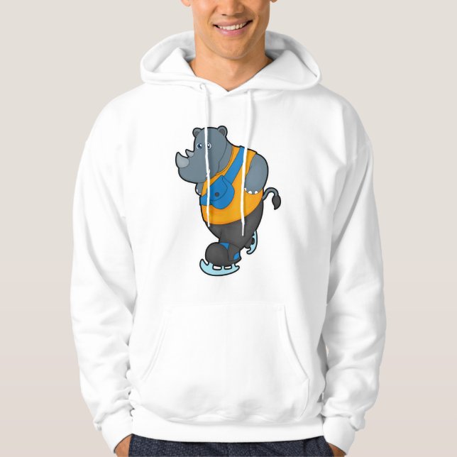 Rhino at Ice skating with Sling bag Hoodie (Front)