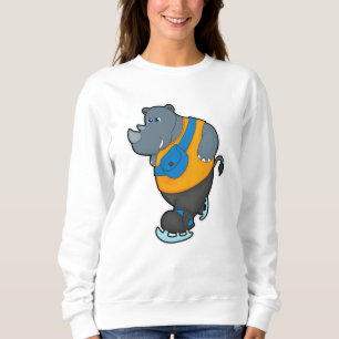 Rhino at Ice skating with Sling bag Sweatshirt