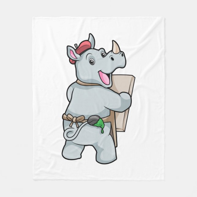 Rhino at Painting with Colours Fleece Blanket (Front)