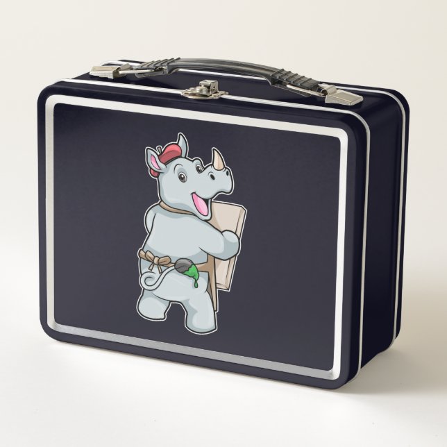 Rhino at Painting with Colours Metal Lunch Box (Front)