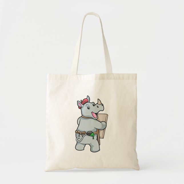 Rhino at Painting with Colours Tote Bag (Front)