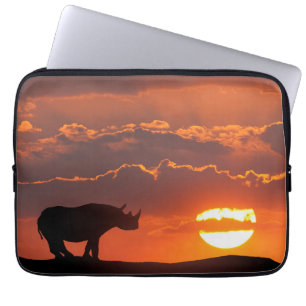 Rhino at sunset, Masai Mara, Kenya Laptop Sleeve