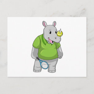 Rhino at Tennis with Tennis ball Postcard