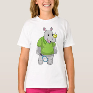 Rhino at Tennis with Tennis ball T-Shirt
