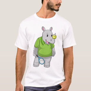 Rhino at Tennis with Tennis ball T-Shirt