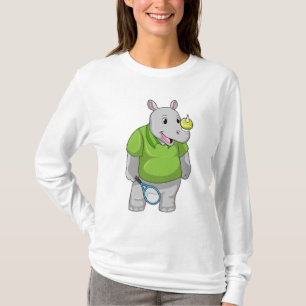 Rhino at Tennis with Tennis ball T-Shirt