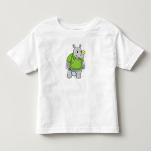 Rhino at Tennis with Tennis ball Toddler T-Shirt