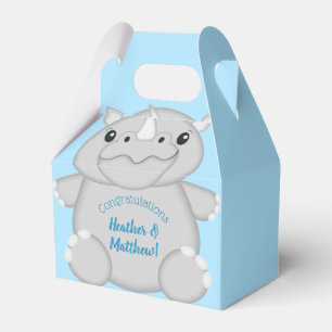 Rhino Baby Shower Blue Favour Box