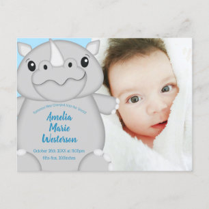 Rhino Baby Shower Blue Postcard