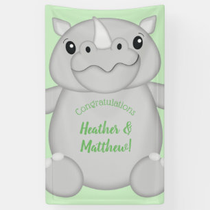 Rhino Baby Shower Green Banner