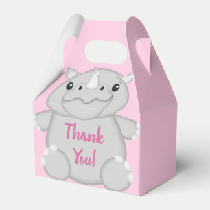 Rhino Baby Shower Pink Favour Box