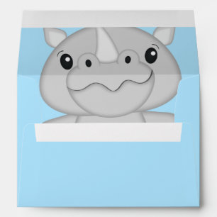 Rhino Baby Shower Safari Blue Envelope