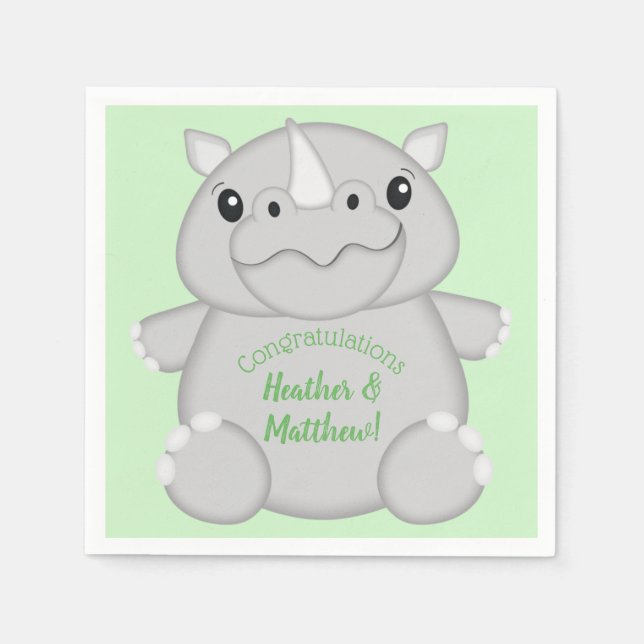 Rhino Baby Shower Safari Napkin (Front)