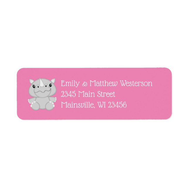 Rhino Baby Shower Safari Pink Girl (Front)
