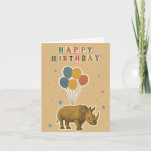 Rhino Birthday Card on Kraft Background
