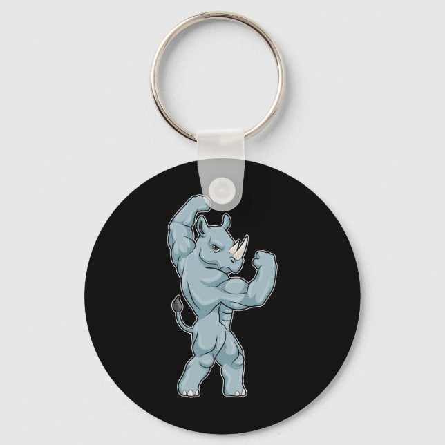 Rhino Bodybuilder Bodybuilding Sports  Key Ring (Front)