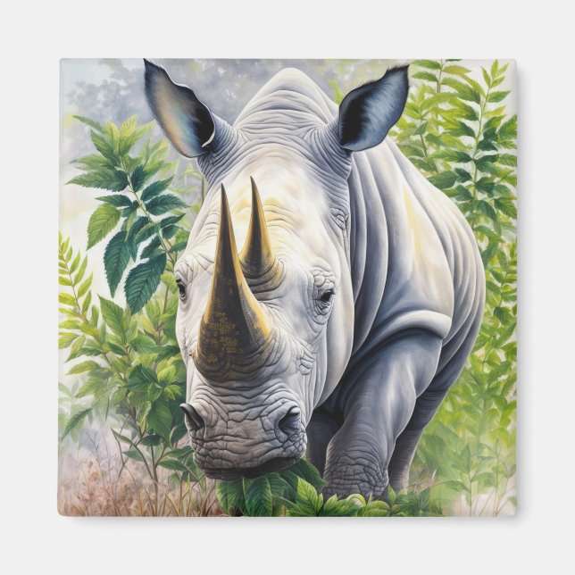 Rhino Botanical Portrait Magnet (Front)