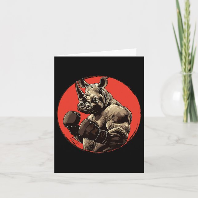 Rhino Boxer Fighter Boxing  Card (Front)