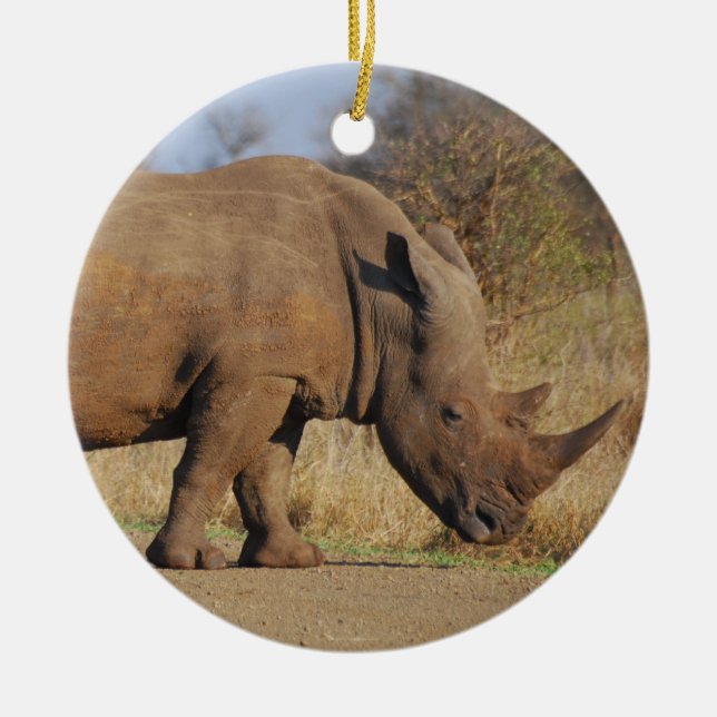 Rhino Ceramic Tree Decoration (Front)
