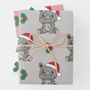 Rhino Christmas Winter Animals Holiday Rhinos Wrapping Paper Sheet