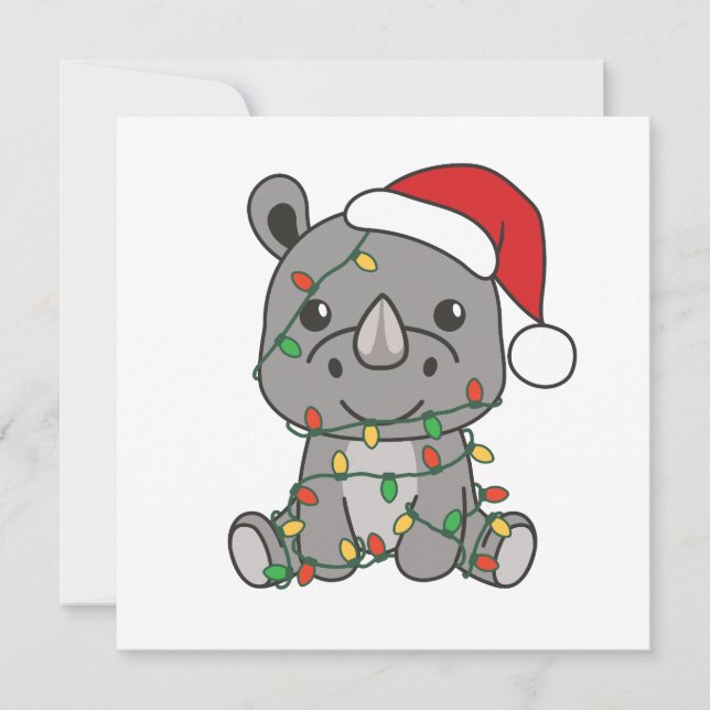 Rhino Christmas Winter Animals Rhinos Holiday Card (Front)