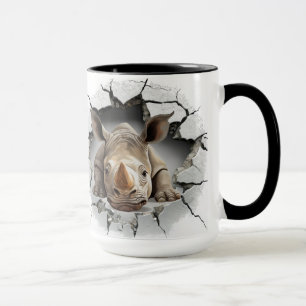 Rhino coming out of cave mug