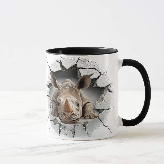 Rhino coming out of cave mug (Right)