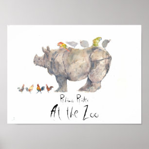 RHINO copy, Rhino Rides, At the Zoo Poster