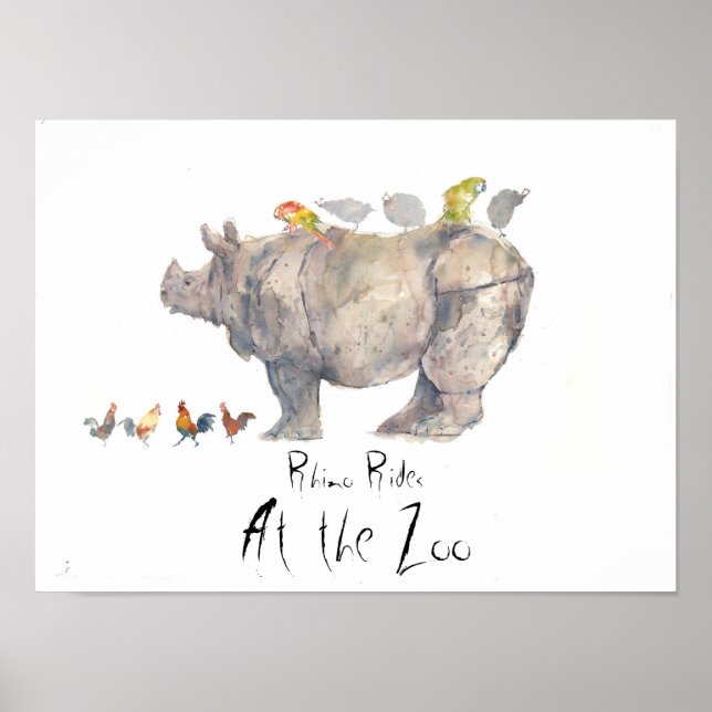 RHINO copy, Rhino Rides, At the Zoo Poster (Front)
