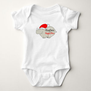 Rhino Cute Cartoon Christmas Baby Bodysuit
