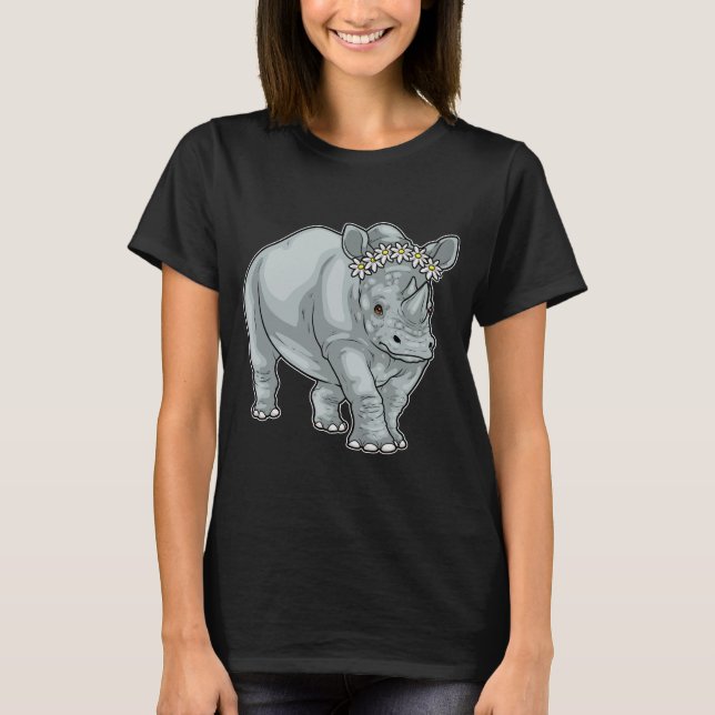 Rhino Daisy Flower T-Shirt (Front)