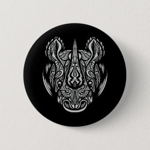 Rhino Face Ornamental design 6 Cm Round Badge