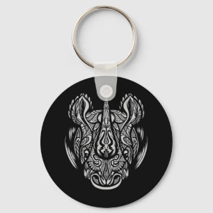 Rhino Face Ornamental design Key Ring