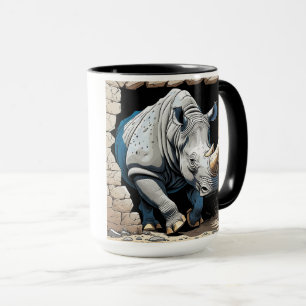 Rhino going through a wall mug