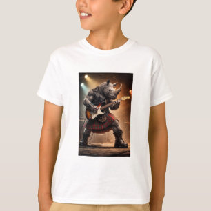 Rhino Guitarist in Kilt Rocking Out T-Shirt