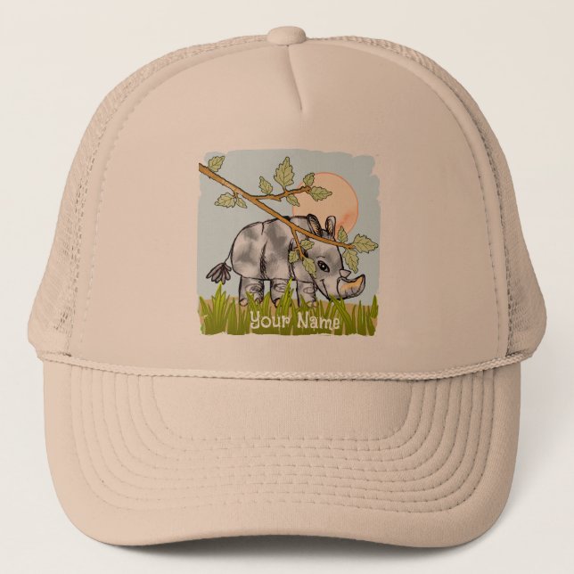 Rhino Hiding  Trucker Hat (Front)