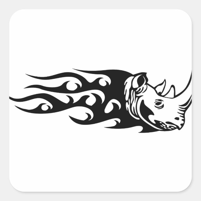 Rhino in Flames Square Sticker (Front)