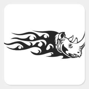 Rhino in Flames Square Sticker