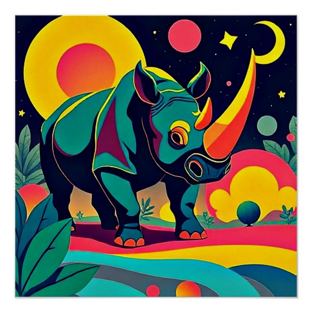 Rhino in foliage poster (Front)